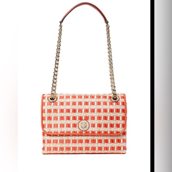kate spade Handbags - NEW Kate Spade New York -Shoulder Bag-Crossbody-Straw- Plaid-Orange-Gold Tone